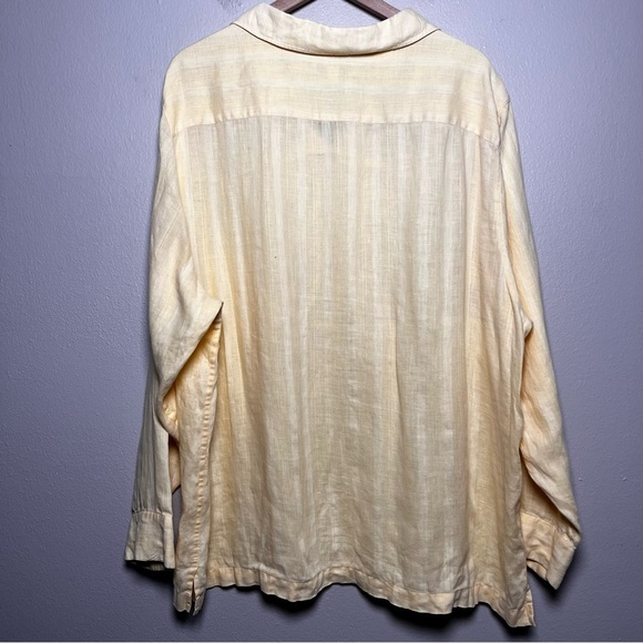 Claiborne Women 100% Linen Plus Size‎ Top XXL Butter Yellow Tunic Popover Lagen - Picture 5 of 7